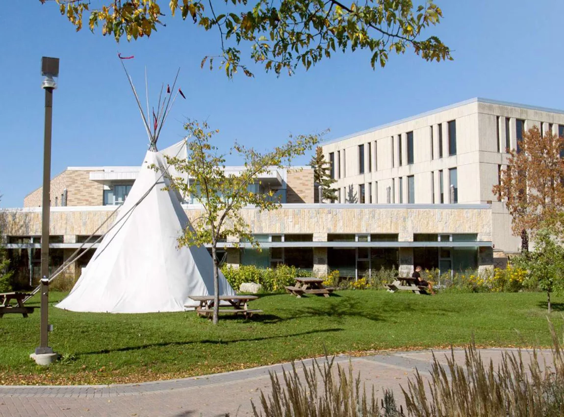 Migiiagamik tipi in front of the university of Manitoba